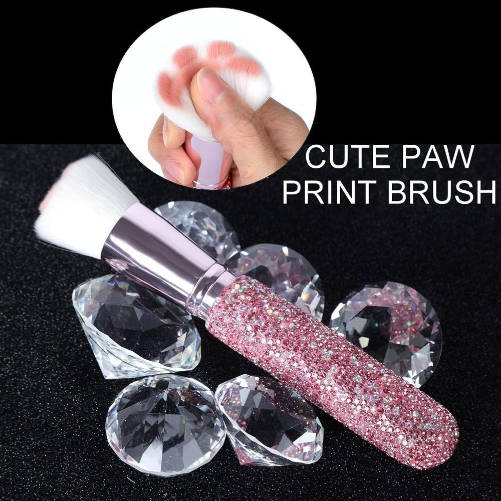 NWT Sparkling Crystal Rhinestone Bling Pink Stocking Stuffers Makeup Bru…